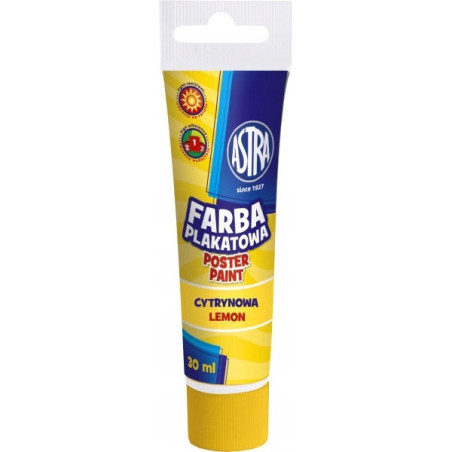 Farba plakatowa w tubkach 30ml szkolna cytrynowa żółta 83110908 ASTRA