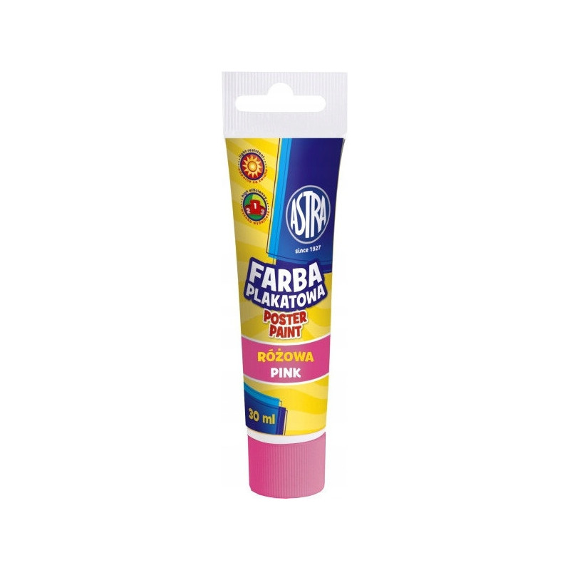 Farba plakatowa w tubkach 30ml szkolna różowa 301107002 ASTRA
