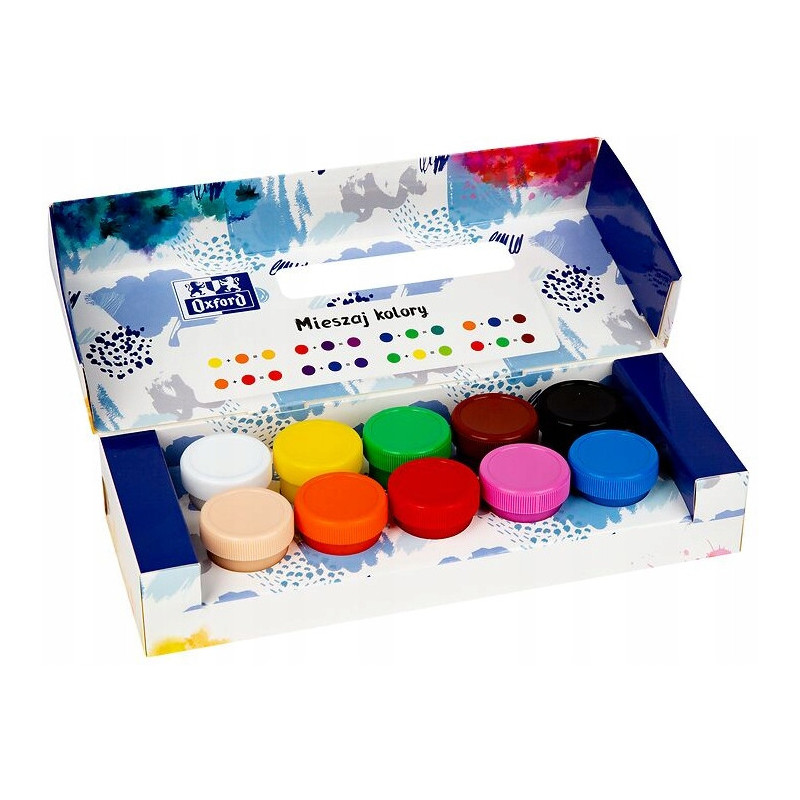 Farby plakatowe szkolne 10 kolorów 20ml zestaw 400167101 OXFORD