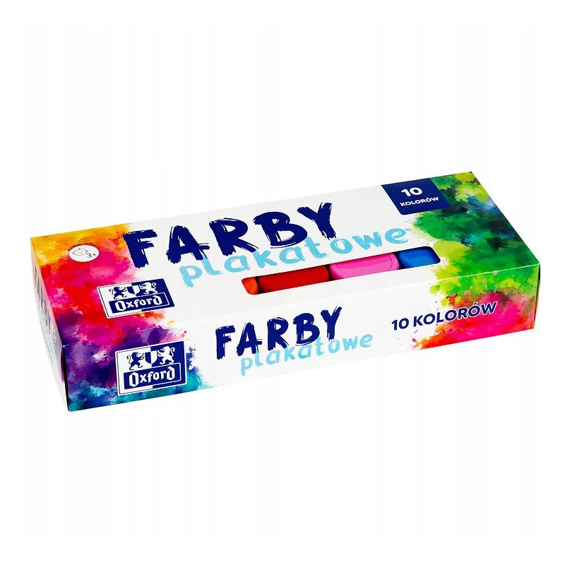 Farby plakatowe szkolne 10 kolorów 20ml zestaw 400167101 OXFORD