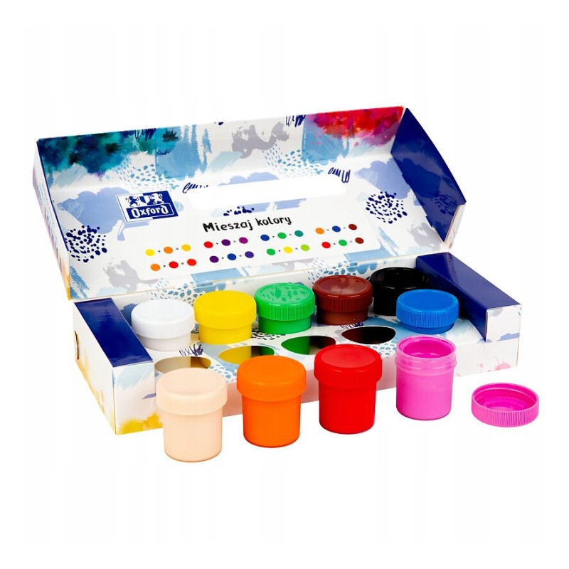 Farby plakatowe szkolne 10 kolorów 20ml zestaw 400167101 OXFORD