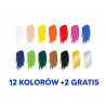 Farby plakatowe szkolne 12 kolorów + 2 gratis srebrna złota 20ml 400167100 OXFORD