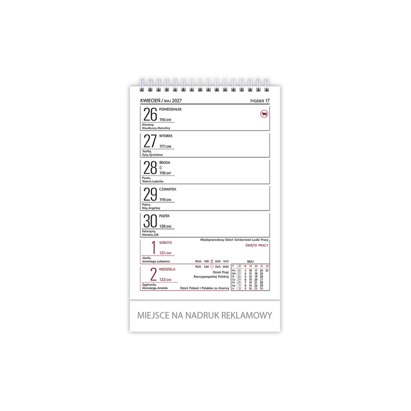 Kalendarz biurowy ZODIAK H6 stojący pionowy 118x193mm 2027 TELEGRAPH