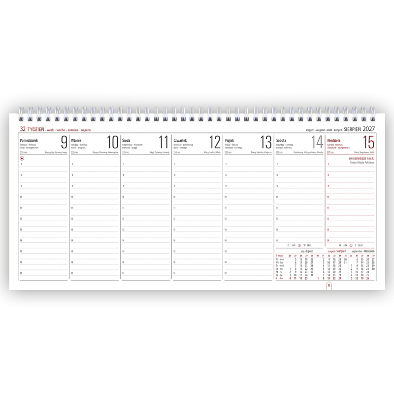 Kalendarz biurowy leżący MANAGER H3 320x150mm 2027 TELEGRAPH