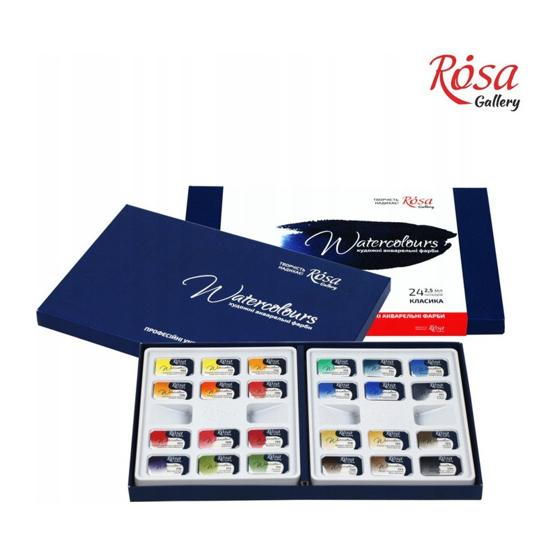 Farby akwarelowe w kostkach classic ROSA GALLERY 24kol. 2,5ml. 340024 KOH-I-NOOR