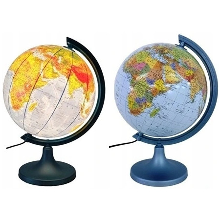 Globus 250mm podświetlany LED polityczno-fizyczny