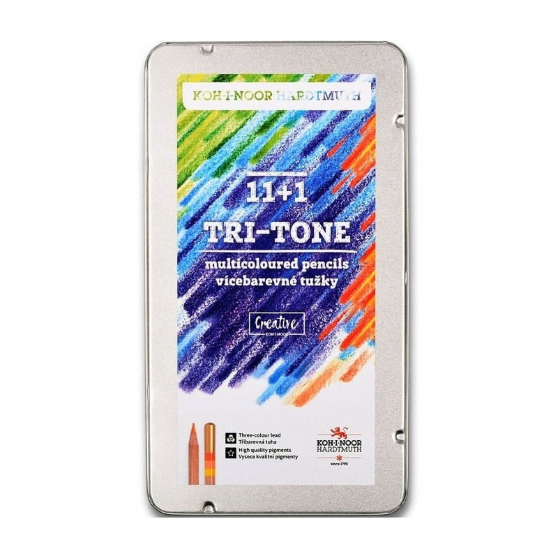 Kredki NATUR TRI-TONE 3442 trójkolorowe 11+1 kolorów KOH-I-NOOR