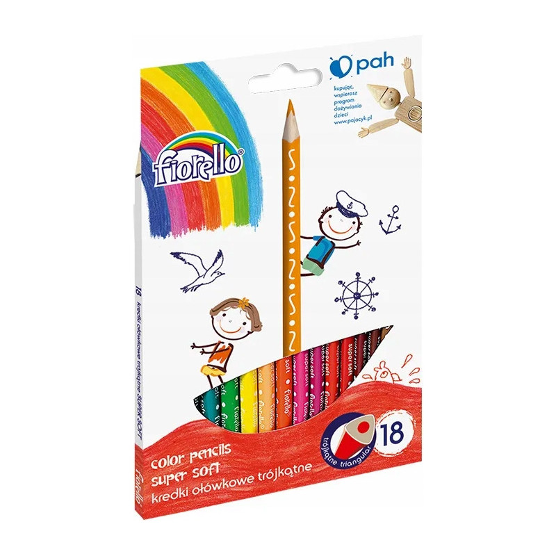 Kredki FIORELLO Super soft 18 kolorów trójkątna 170-2187