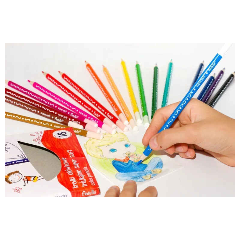 Kredki FIORELLO Super soft 18 kolorów trójkątna 170-2187