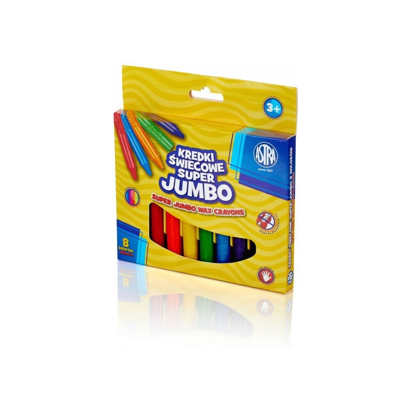 Kredki świecowe szkolne Super JUMBO grube okrągłe 8 kolorów 316118002 ASTRA