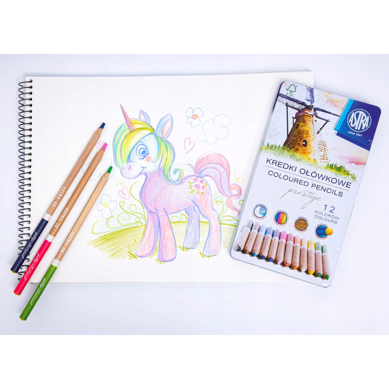 Kredki ołówkowe zestaw 12 kolorów metalowe pudełko 312117001 ASTRA