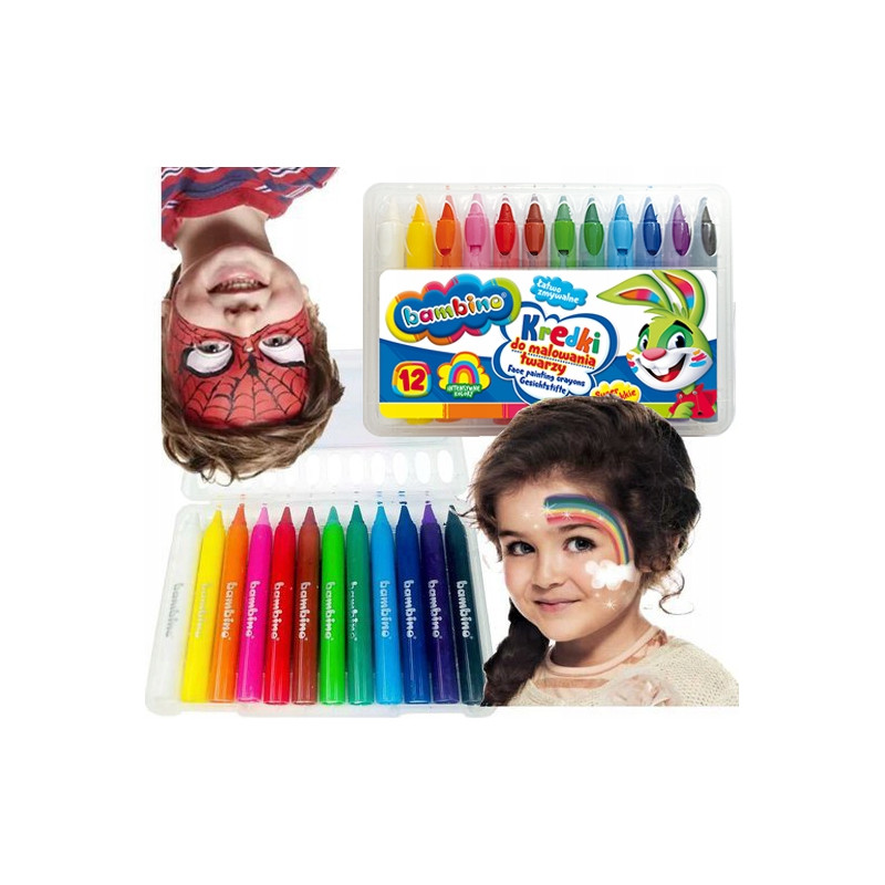 Kredki do malowania twarzy dla dzieci Zestaw 12 kolorów BAMBINO St.Majewski