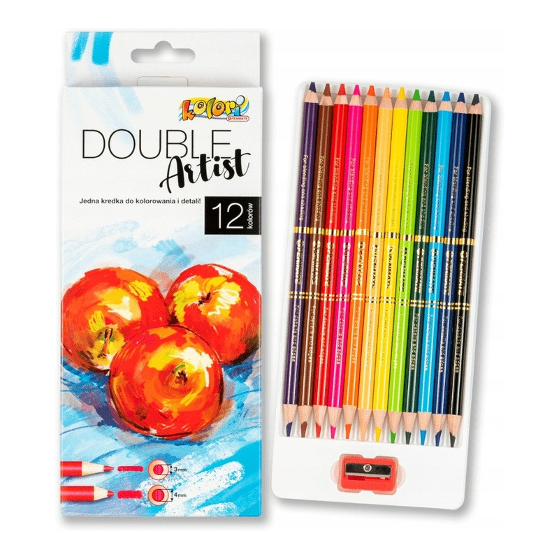 Kredki dwustronne 12 kolorów Double Artist 4/3mm Kolori premium TT7986 PENMATE