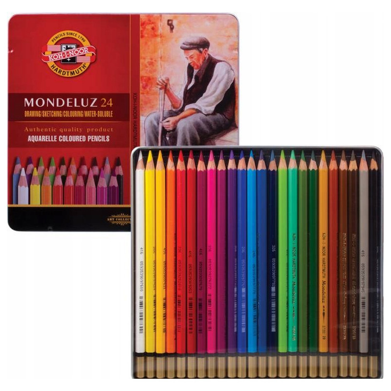 Kredki MONDELUZ 24 kol. opakowanie metalowe 3724 KOH-I-NOOR