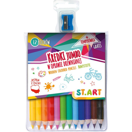 Kredki dla dzieci grube Jumbo Zestaw 12 kredek + temperówka ST.ART St.Majewski