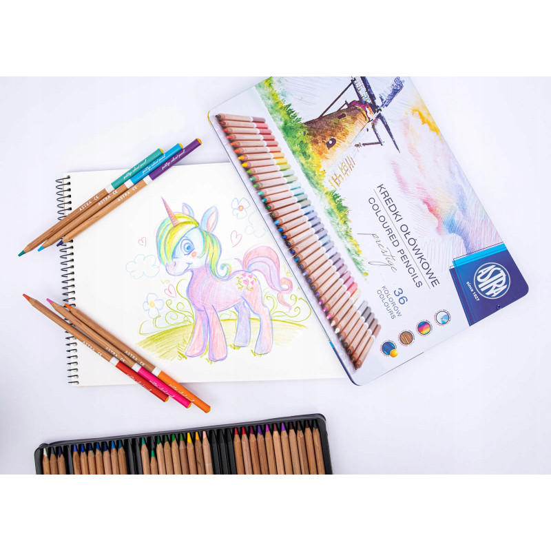 Kredki ołówkowe zestaw 36 kolorów metalowe pudełko 312117003 ASTRA PRESTIGE