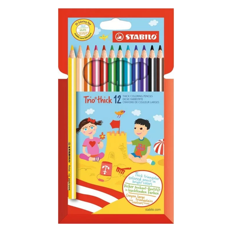 Kredki trójkątne STABILO Trio grube etui 12kolorów 203/12-01