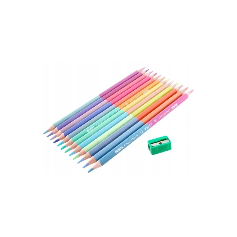 Kredki ołówkowe pastelowe dwustronne 12 kredek 24 kolory + temperówka 312120003 ASTRA