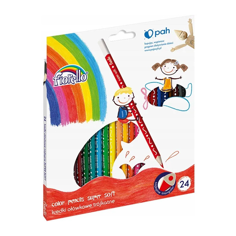 Kredki FIORELLO Super soft 24 kolorów trójkątna 170-2188
