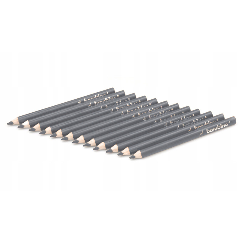Kredki ołówkowe trójkątne Zestaw 12 kredek srebrne BAMBINO St.Majewski
