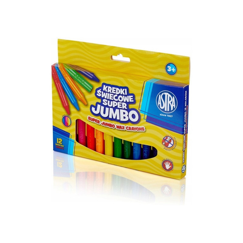 Kredki świecowe szkolne Super JUMBO grube okrągłe 12 kolorów 316118003 ASTRA