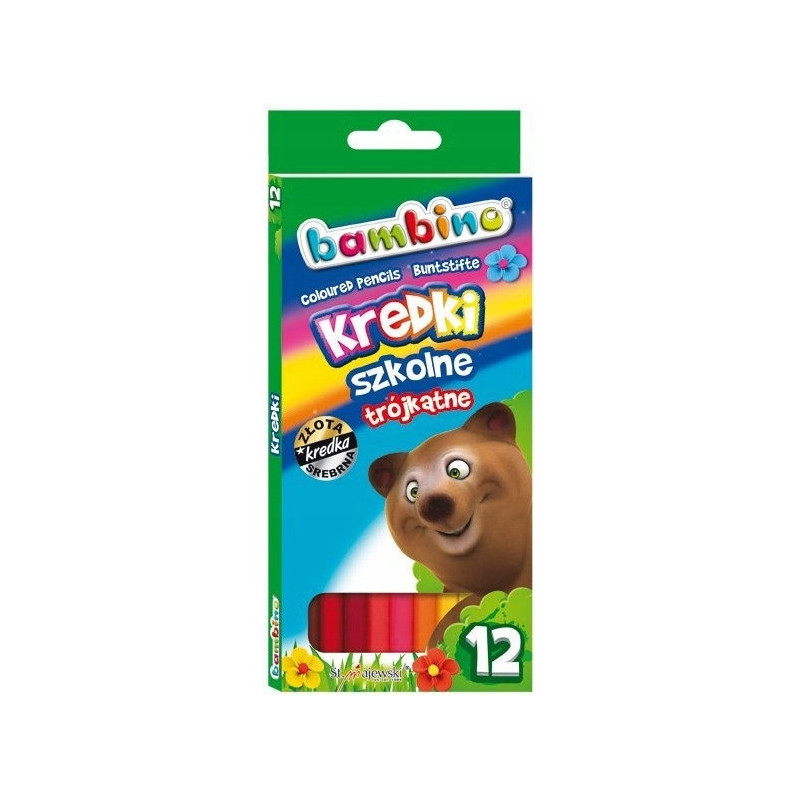 Kredki ołówkowe trójkątne Zestaw 12 kredek BAMBINO St.Majewski