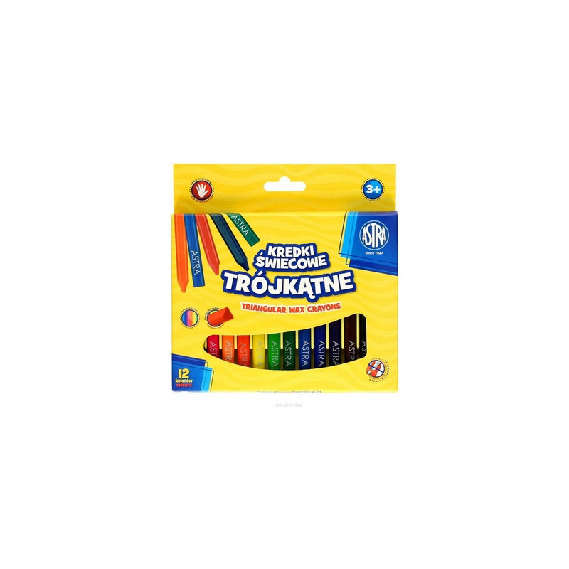 Kredki świecowe trójkątne zestaw 12 kolorów 316118001 ASTRA