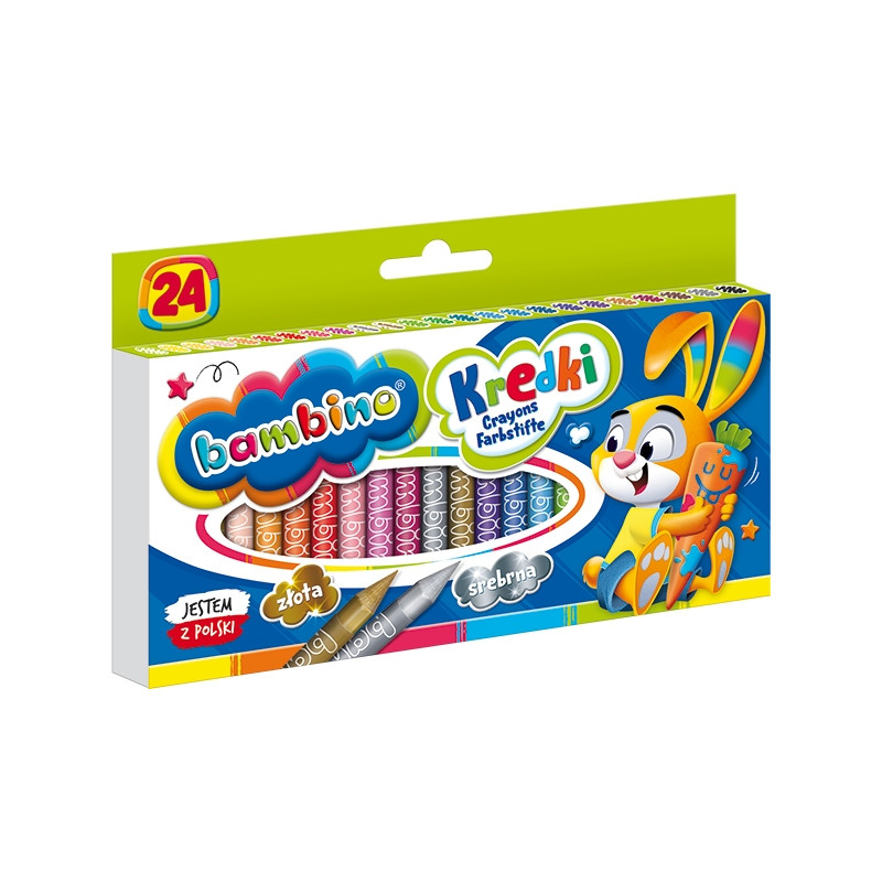 Kredki dla dzieci z glinki kaolinowej Zestaw 24 kredek BAMBINO St.Majewski