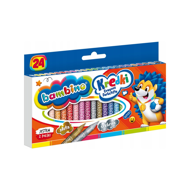 Kredki dla dzieci z glinki kaolinowej Zestaw 24 kredek BAMBINO St.Majewski