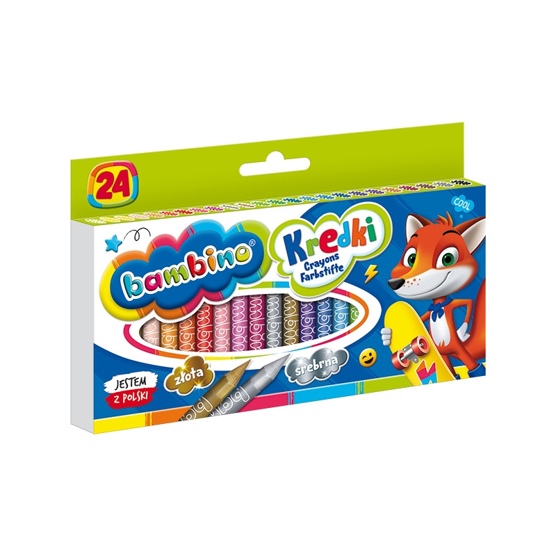 Kredki dla dzieci z glinki kaolinowej Zestaw 24 kredek BAMBINO St.Majewski