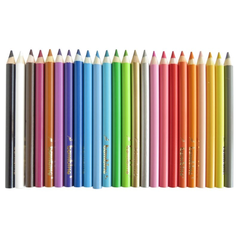 Kredki dla dzieci z glinki kaolinowej Zestaw 24 kredek + temperówka BAMBINO St.Majewski