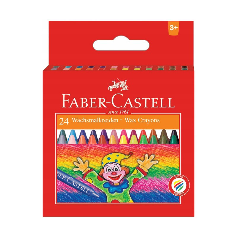 Kredki woskowe 24 kolory KLOWN opakowanie kartonowe FC 120057 FABER-CASTELL