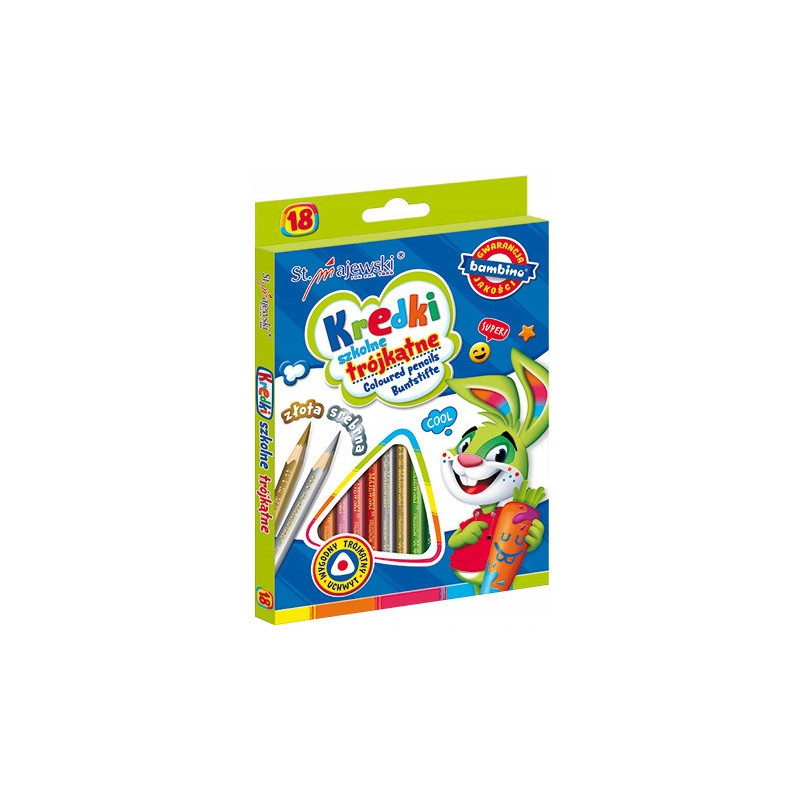 Kredki ołówkowe trójkątne Zestaw 18 kredek BAMBINO St.Majewski