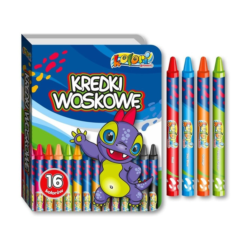 Kredki woskowe 16 kolorów w etui DINO TT8246 PENMATE