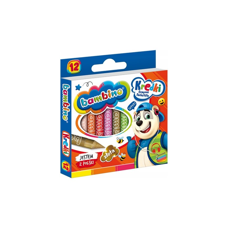 Kredki szkolne z glinki kaolinowej Zestaw 12 kredek BAMBINO St.Majewski