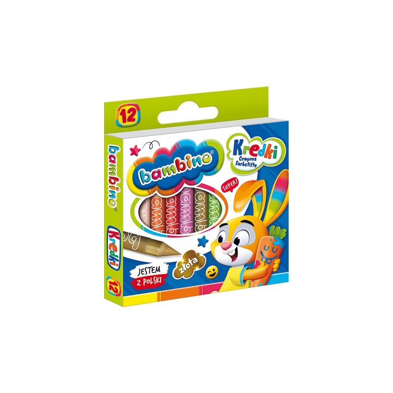 Kredki szkolne z glinki kaolinowej Zestaw 12 kredek BAMBINO St.Majewski