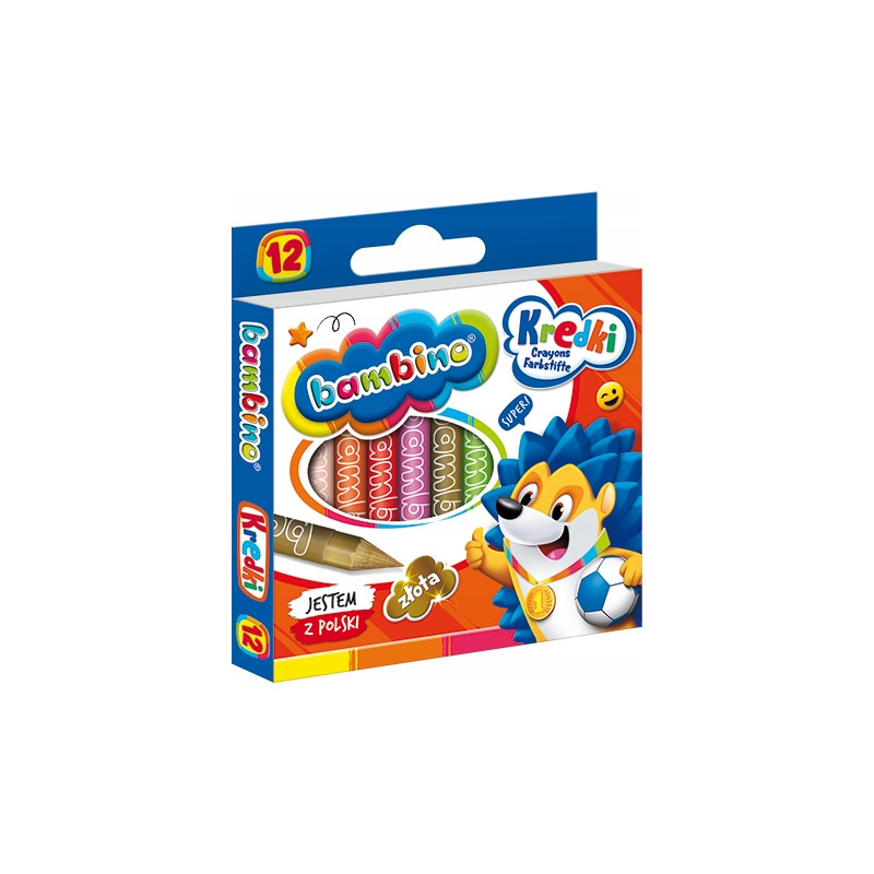 Kredki szkolne z glinki kaolinowej Zestaw 12 kredek BAMBINO St.Majewski