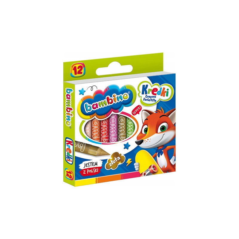 Kredki szkolne z glinki kaolinowej Zestaw 12 kredek BAMBINO St.Majewski