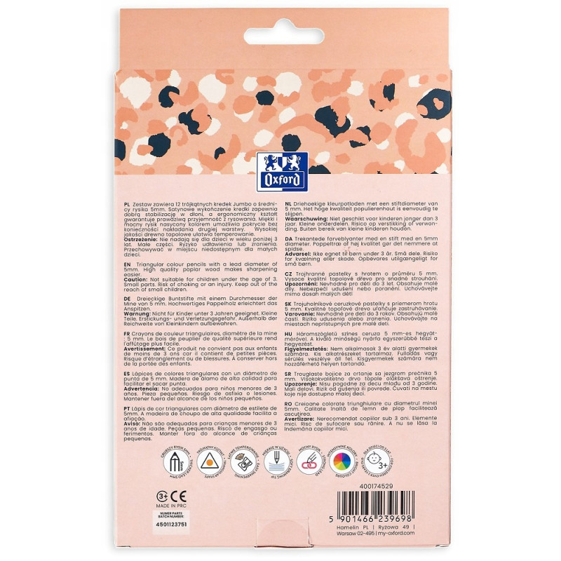 Kredki ołówkowe KIDS JUMBO 12 kolorów 400174529 OXFORD