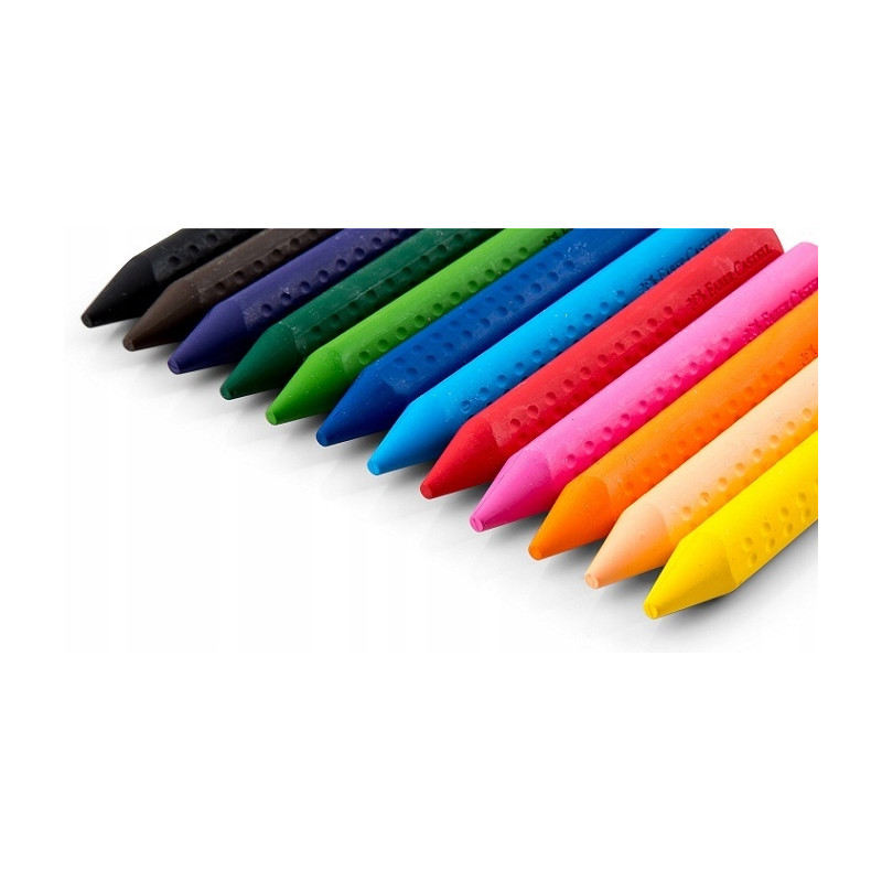 Kredki świecowe GRIP JUMBO trójkątne 12 kolorów FABER-CASTELL 122540 FC