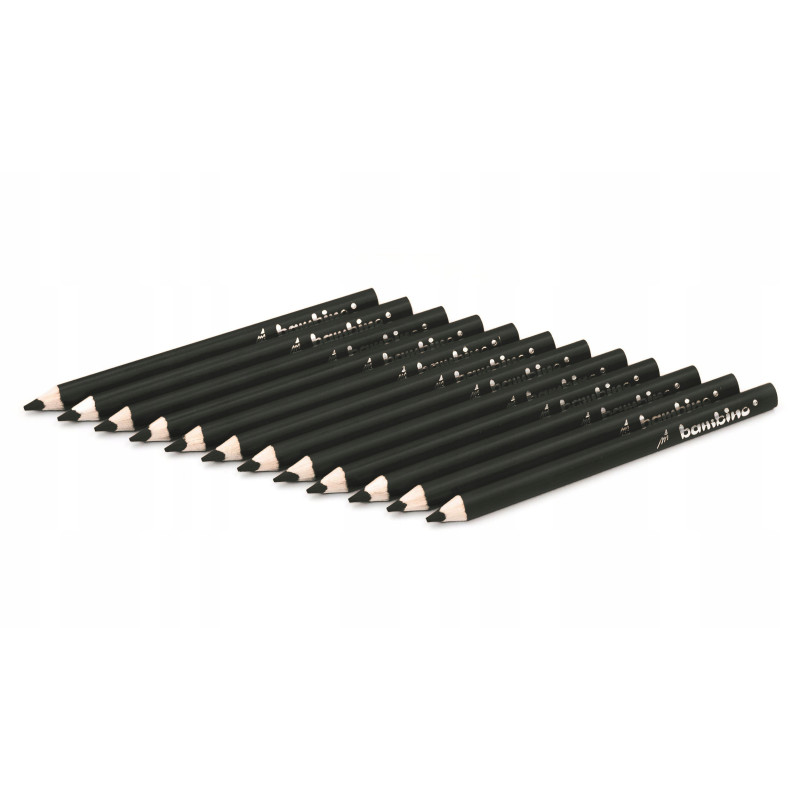 Kredki ołówkowe trójkątne Zestaw 12 kredek czarne BAMBINO St.Majewski