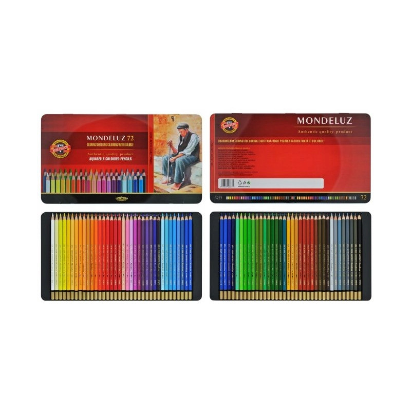 Kredki akwarelowe MONDELUZ 72 kolory opakowanie metalowe 3727