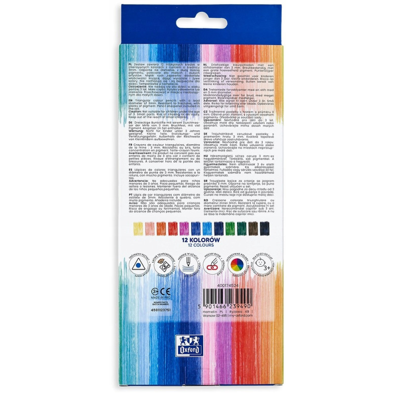 Kredki ołówkowe REGULAR 12 kolorów 400174524 OXFORD