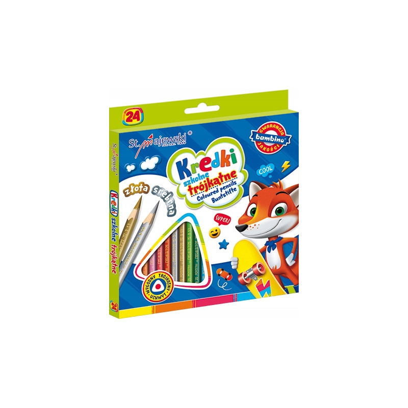 Kredki ołówkowe trójkątne Zestaw 24 kredek BAMBINO St.Majewski