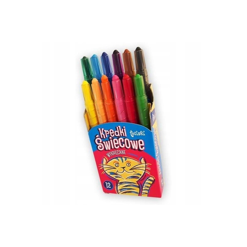Kredki świecowe wykręcane 12 kolorów TETISKI KT010-AB