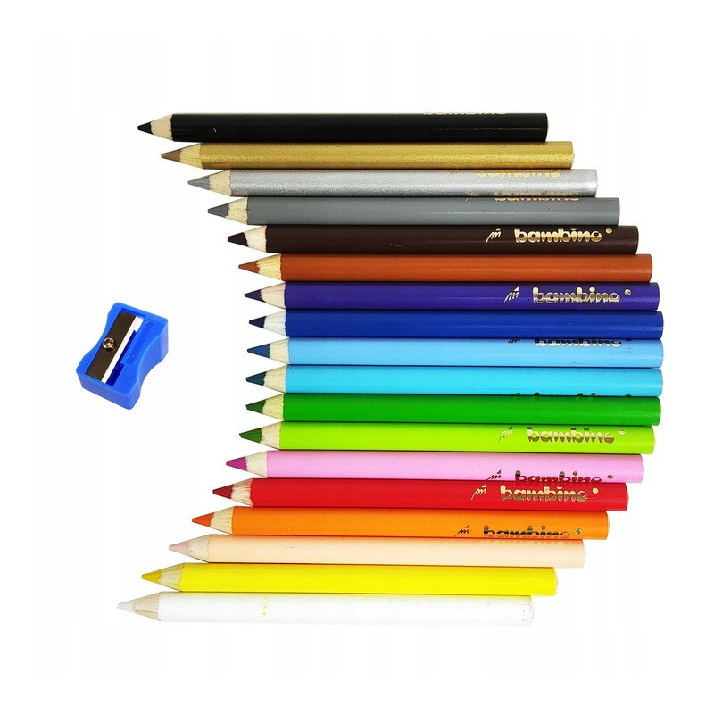 Kredki dla dzieci z glinki kaolinowej Zestaw 18 kredek + temperówka BAMBINO St.Majewski