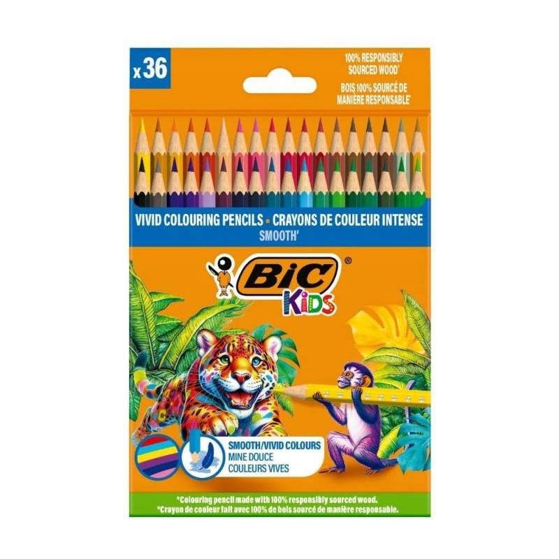 Kredki drewniane ECO SMOOTH 36 kolorów 525788 BIC