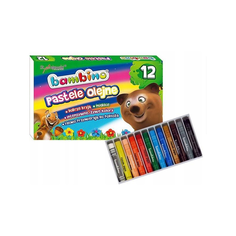 Pastele olejne Zestaw 12 kolorów Kredki BAMBINO St.Majewski