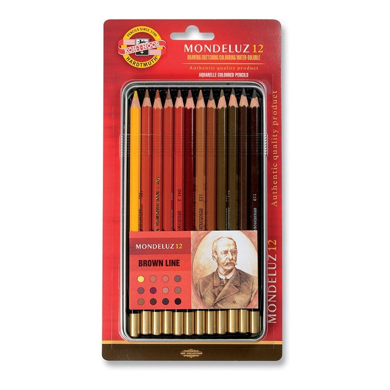 Kredki MONDELUZ 3722/BR 12 szt. LINIA BRĄZY op. metalowe KOH-I-NOOR