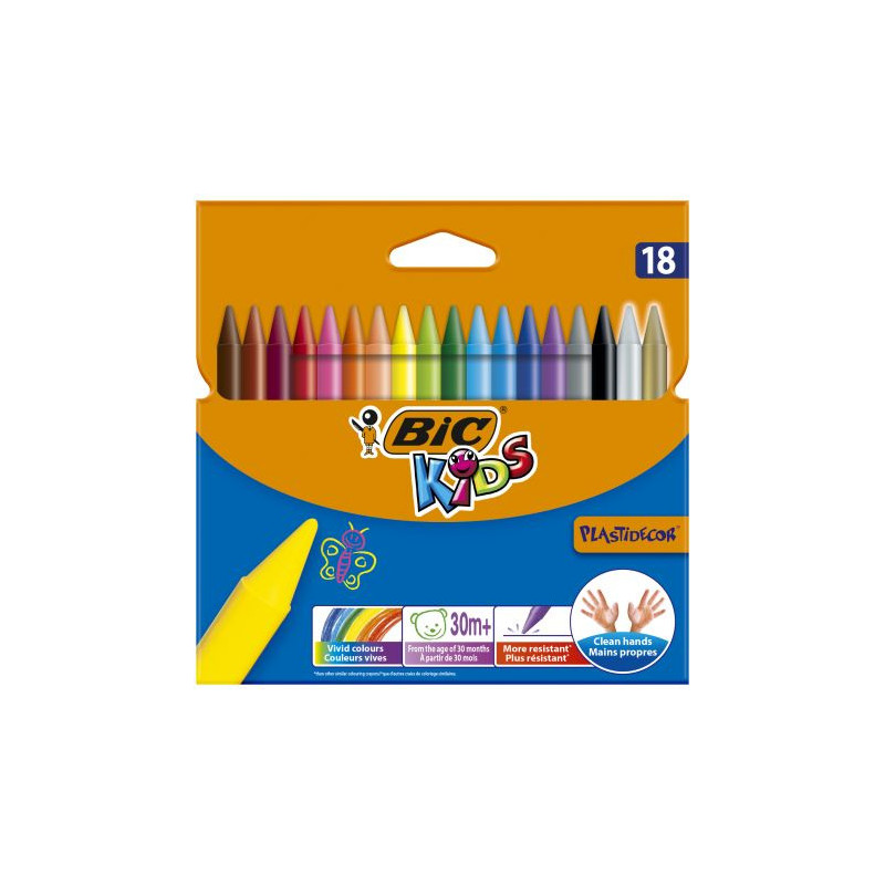 Kredki świecowe 18kol. Plastidecor 829771 BIC